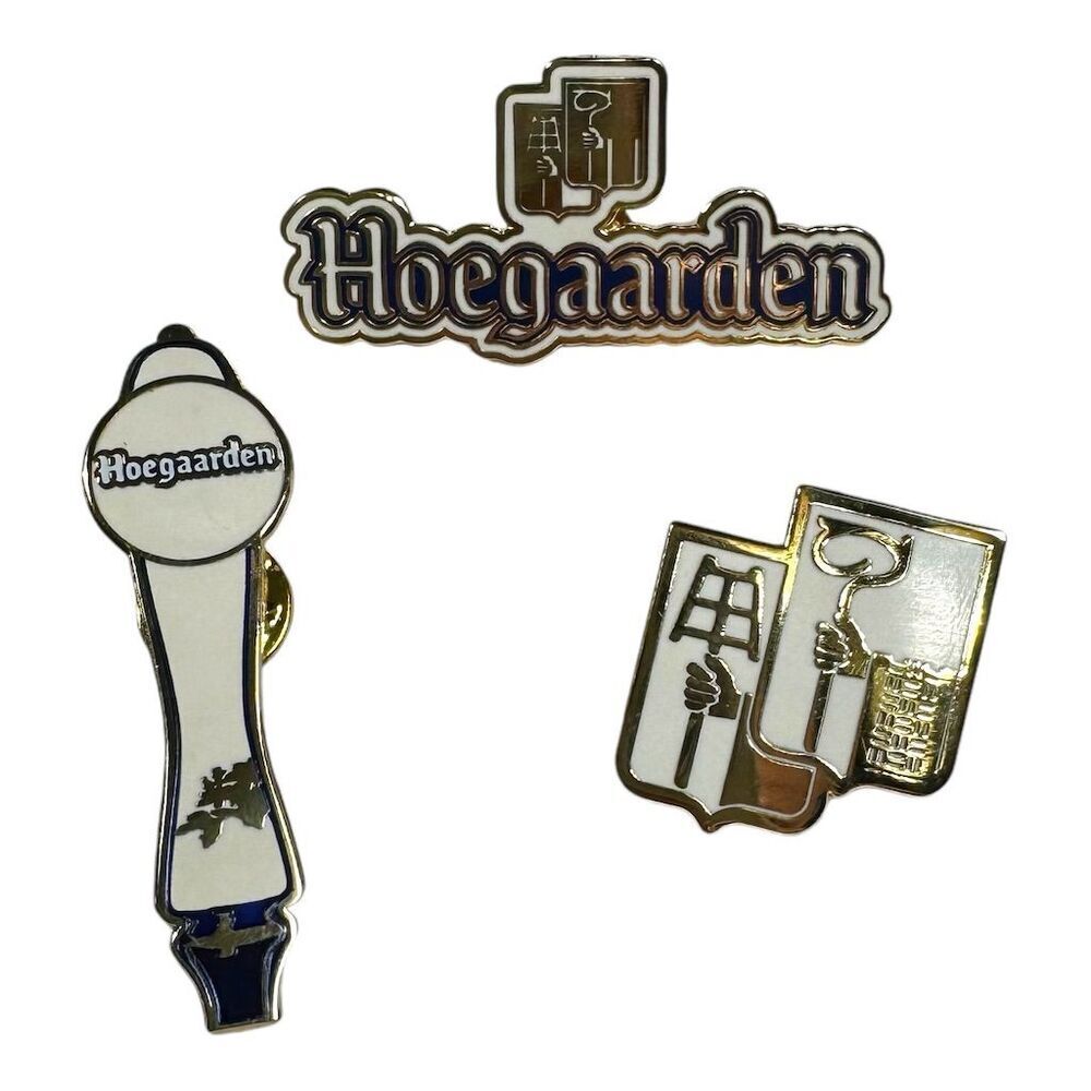 Hoegaarden Beer Brass & Enamel Lapel Pins‎ Set of 3